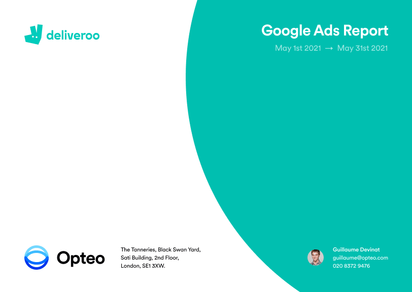 Exported Deliveroo Google Ads report cover.